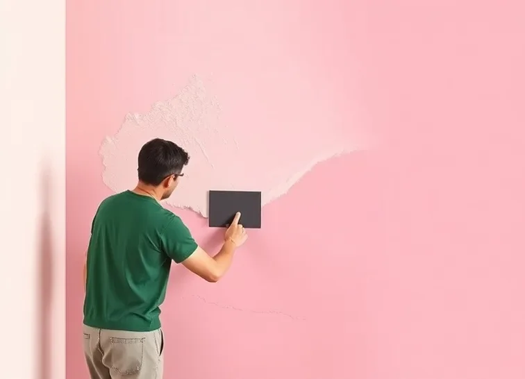 Application d'un enduit décoratif à la lisseuse sur un mur