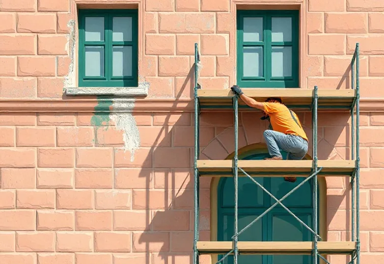 Ravalement de façade en pierre, nettoyage et application d'enduit